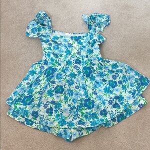 Altar’d State Blue Floral Mini Dress w/ Built-In Shorts | Size Small | NWT